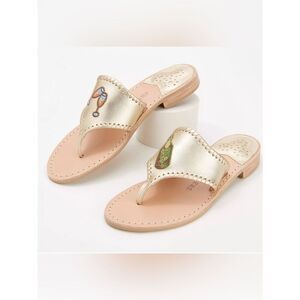 Jack Rogers Classic Jack Sandals Bubbly Embroidered Champagne Sandals 10